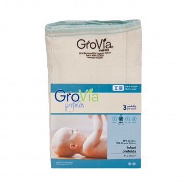 GroVia Bamboo/Organic Cotton Blend Prefold Cloth Nappies - newborn