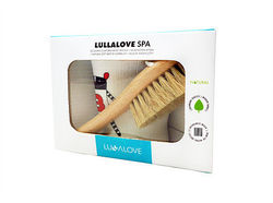 Lullalove Natural Bristle Hair Brush with Washcloth - Honey