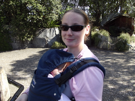 A day at the zoo with Sydney (nearly 10 months) fast asleep in the Manduca